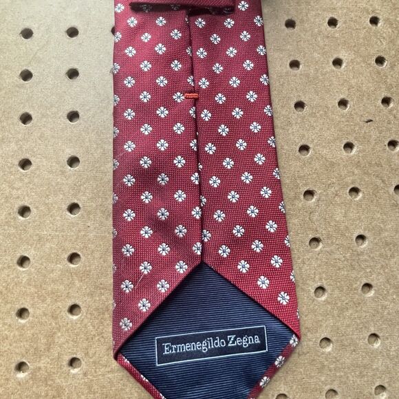 Ermenegildo Zegna Modern Floral Print Neck Tie Italy Made Silk Red Men - Picture 4 of 6